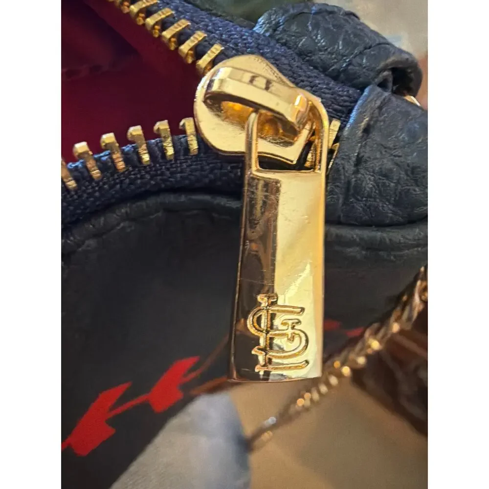 ⭐️ STL Cardinals Blue Leather Crossbody Purse W/ Gold Chain Strap MLB Baseball